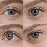 premium gray colored contacts wearing effect drawing from different angle