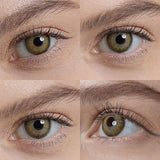 premium hazel colored contacts wearing effect drawing from different angle