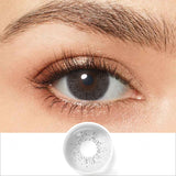 ocean gray colored contacts wearing effect drawing and plan lens