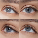 ocean gray colored contacts wearing effect drawing from different angle