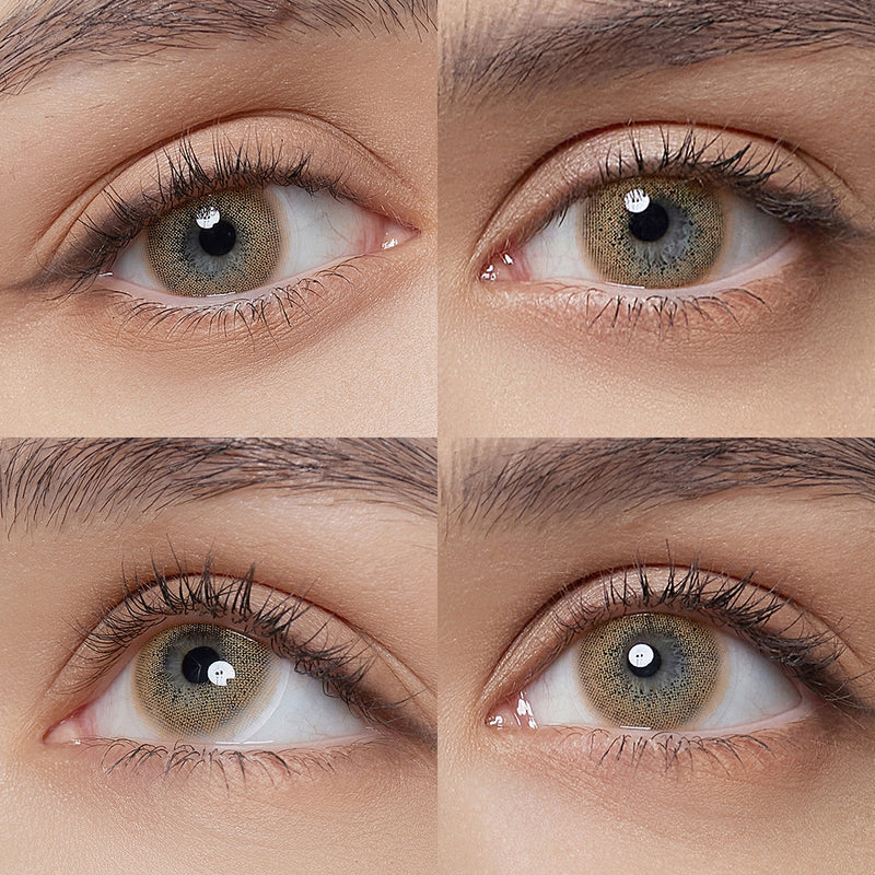 ocean brown colored contacts wearing effect drawing from different angle