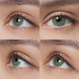 ocean green colored contacts wearing effect drawing from different angle