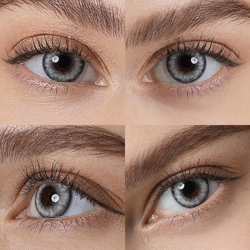 pro crystal gray colored contacts wearing effect drawing from different angle