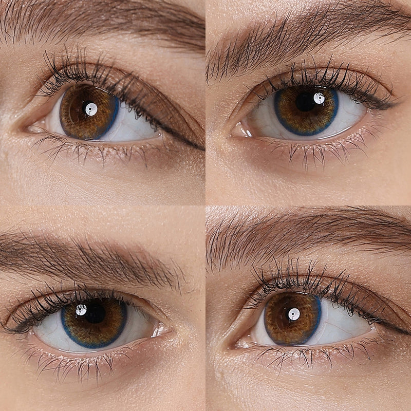pro indian brown colored contacts wearing effect drawing from different angle