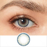pro blue colored contacts wearing effect drawing and plan lens