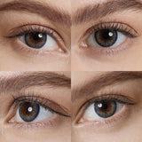 pro blue colored contacts wearing effect drawing from different angle