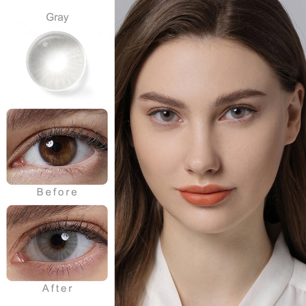 hidrocor ii smoky gray colored contacts wearing effect comparison of before and after