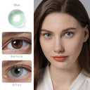 hidrocor ii sky blue colored contacts wearing effect comparison of before and after