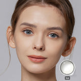 modelwearinghidrocharme ice gray colored contacts