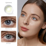 rio ipanema colored contacts wearing effect comparison of before and after