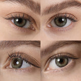 diamond gray green colored contacts wearing effect drawing from different angle