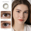 diamond gray shadow colored contacts wearing effect comparison of before and after