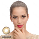 modelwearingdiamond allure blonde colored contacts