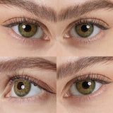 symphony 3con green colored contacts wearing effect drawing from different angle