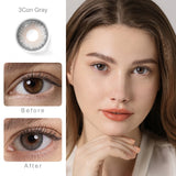 symphony 3con gray colored contacts wearing effect comparison of before and after