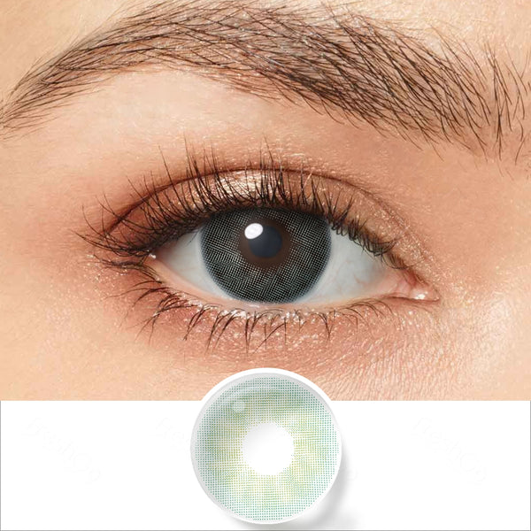 jade green colored contacts wearing effect drawing and plan lens