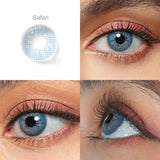 safari blue colored contacts wearing effect drawing from different angle