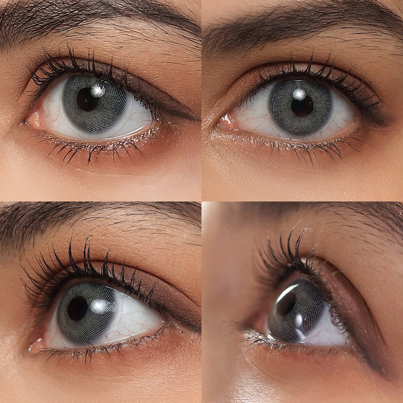 cloud deep gray colored contacts wearing effect drawing from different angle