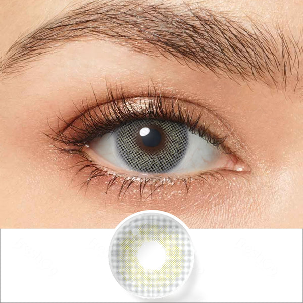 cloud gray colored contacts wearing effect drawing and plan lens
