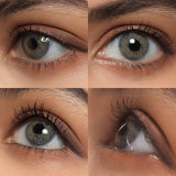 cloud gray colored contacts wearing effect drawing from different angle