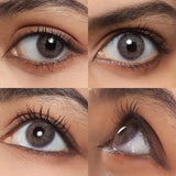 cloud violet colored contacts wearing effect drawing from different angle