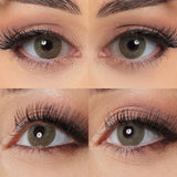 alaska brown colored contacts wearing effect drawing from different angle